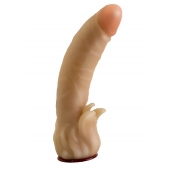 Телесная гелевая насадка-фаллос с клиторальными лепестками - 18,5 см. - LOVETOY (А-Полимер) - купить с доставкой в Армавире