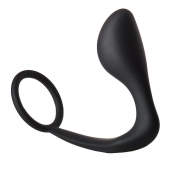 Черное эрекционное кольцо с анальной пробкой Anal Plug With Cockring - Dream Toys - в Армавире купить с доставкой