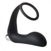 Черное эрекционное кольцо с вибропробкой Vibrating Anal Plug With Cockring - Dream Toys - в Армавире купить с доставкой