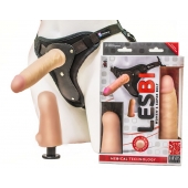 Телесный страпон Harness LESBI с вагинальной пробкой - 16,5 см. - LOVETOY (А-Полимер) - купить с доставкой в Армавире