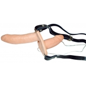 Телесный женский страпон с вагинальной пробкой Strap-On Duo - 15 см. - Orion - купить с доставкой в Армавире