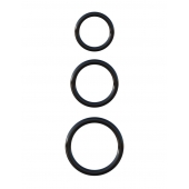 Набор из трех черных эрекционных колец Silicone 3-Ring Stamina Set - Pipedream - в Армавире купить с доставкой