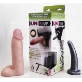 Страпон-унисекс с двумя насадками UNI strap 7  Harness - 19 и 16 см. - LOVETOY (А-Полимер) - купить с доставкой в Армавире