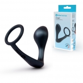 Черное эрекционное кольцо со стимулятором простаты Ringer Cock Ring   Plug - b-Vibe - в Армавире купить с доставкой