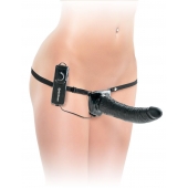 Черный страпон с вагинальной пробкой Deluxe Vibrating Penetrix Strap-On - 19 см. - Pipedream - купить с доставкой в Армавире