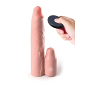 Телесная вибронасадка на член 3  Vibrating Mega X-tension with Remote - 22,9 см. - Pipedream - в Армавире купить с доставкой