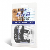 Утяжка на пенис на замочке Duo Cock And Ball Lock - BlueLine - купить с доставкой в Армавире