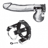 Утяжка на пенис на замочке Duo Cock And Ball Lock - BlueLine - купить с доставкой в Армавире