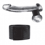 Чёрная утяжка на мошонку 1  Velcro Ball Stretcher - BlueLine - купить с доставкой в Армавире