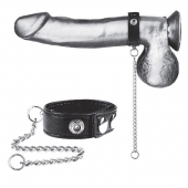 Утяжка на пенис с поводком Snap Cock Ring With 12  Leash - BlueLine - купить с доставкой в Армавире