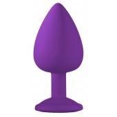 Большая фиолетовая анальная пробка Emotions Cutie Large с голубым кристаллом - 10 см. - Lola Games - купить с доставкой в Армавире