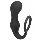Чёрное эрекционное кольцо с анальной пробкой Double Pleasure Anal Plug - Lola Games - в Армавире купить с доставкой
