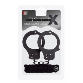 Чёрные наручники из листового металла в комплекте с веревкой BONDX METAL CUFFS LOVE ROPE SET - Dream Toys - купить с доставкой в Армавире