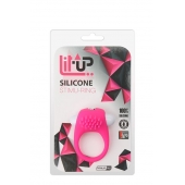 Розовое эрекционное кольцо с щеточкой LIT-UP SILICONE STIMU RING 5 - Dream Toys - в Армавире купить с доставкой