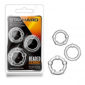 Набор из 3 прозрачных эрекционных колец Stay Hard Beaded Cockrings - Blush Novelties - в Армавире купить с доставкой