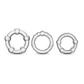 Набор из 3 прозрачных эрекционных колец Stay Hard Beaded Cockrings - Blush Novelties - в Армавире купить с доставкой