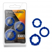 Набор из 3 синих эрекционных колец Stay Hard Beaded Cockrings - Blush Novelties - в Армавире купить с доставкой