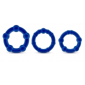 Набор из 3 синих эрекционных колец Stay Hard Beaded Cockrings - Blush Novelties - в Армавире купить с доставкой