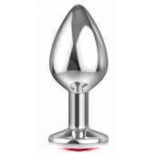Большая серебристая анальная пробка Diamond Red Sparkle Large с красным кристаллом - 8 см. - Lola Games - купить с доставкой в Армавире
