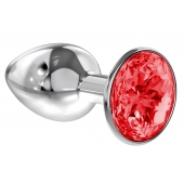 Малая серебристая анальная пробка Diamond Red Sparkle Small с красным кристаллом - 7 см. - Lola Games - купить с доставкой в Армавире
