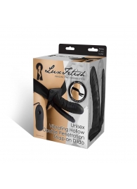 Полый страпон с двумя отростками и вибрацией Unisex Vibrating Hollow Strap-On Double Penetrating Dildo - 17,8 см. - Lux Fetish - купить с доставкой в Армавире