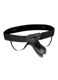 Полый страпон с двумя отростками и вибрацией Unisex Vibrating Hollow Strap-On Double Penetrating Dildo - 17,8 см. - Lux Fetish - купить с доставкой в Армавире