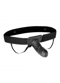 Чёрный полый страпон с вибрацией Unisex Vibrating Hollow Strap-On - 14 см. - Lux Fetish - купить с доставкой в Армавире