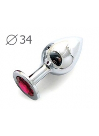 Коническая серебристая анальная втулка с малиновым кристаллом - 8,2 см. - Anal Jewelry Plug - купить с доставкой в Армавире