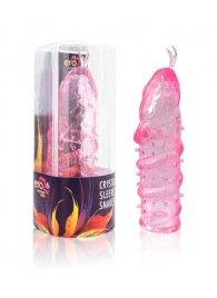 Закрытая рельефная насадка Crystal sleeve snakes в виде змеи с усиками - 14 см. - Erowoman-Eroman - в Армавире купить с доставкой