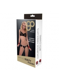 Красно-чёрные наручники на металлической цепочке - Blush Novelties - купить с доставкой в Армавире