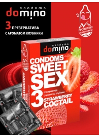 Презервативы для орального секса DOMINO Sweet Sex с ароматом клубничного коктейля  - 3 шт. - Domino - купить с доставкой в Армавире