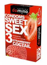 Презервативы для орального секса DOMINO Sweet Sex с ароматом клубничного коктейля  - 3 шт. - Domino - купить с доставкой в Армавире