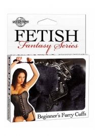Меховые чёрные наручники Beginner s Furry Cuffs - Pipedream - купить с доставкой в Армавире