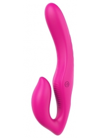 Ярко-розовый безремневой страпон REMOTE DOUBLE DIPPER - 22 см. - Dream Toys - купить с доставкой в Армавире