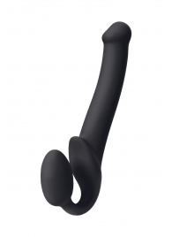Черный безремневой страпон Silicone Bendable Strap-On M - Strap-on-me - купить с доставкой в Армавире