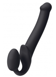 Черный безремневой страпон Silicone Bendable Strap-On M - Strap-on-me - купить с доставкой в Армавире
