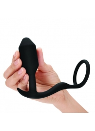 Черное эрекционное кольцо с анальным плагом Snug   Tug - b-Vibe - в Армавире купить с доставкой