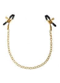 Чёрные с золотом зажимы на соски Gold Chain Nipple Clamps - Pipedream - купить с доставкой в Армавире