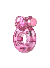 Розовое эрекционное кольцо с вибрацией Pink Bear - Baile - в Армавире купить с доставкой