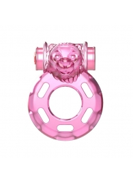 Розовое эрекционное кольцо с вибрацией Pink Bear - Baile - в Армавире купить с доставкой