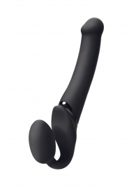 Черный безремневой вибрострапон Silicone Bendable Strap-On M - Strap-on-me - купить с доставкой в Армавире