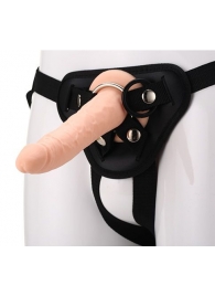 Телесный страпон на черных трусиках STRAP ON REAL DILDO - 20 см. - Dream Toys - купить с доставкой в Армавире