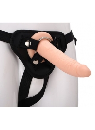 Телесный страпон на черных трусиках STRAP ON REAL DILDO - 20 см. - Dream Toys - купить с доставкой в Армавире