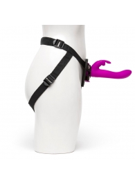 Лиловый страпон Rechargeable Vibrating Strap-On Harness Set - 17,6 см. - Happy Rabbit - купить с доставкой в Армавире