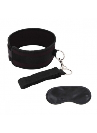 Черный ошейник с длинным поводком Collar and Leash Set - Lux Fetish - купить с доставкой в Армавире