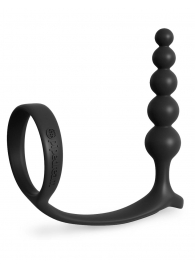 Черная анальная цепочка с эрекционным кольцом Ass-gasm Cockring Anal Beads - Pipedream - в Армавире купить с доставкой