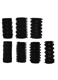 Набор из 7 черных насадок PENIS SLEEVES SET - Dream Toys - в Армавире купить с доставкой