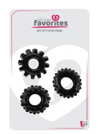 Набор из 3 черных эрекционных колец SET OF 3 COCKRINGS - Dream Toys - в Армавире купить с доставкой