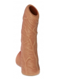 Телесная открытая насадка-реалистик с подхватом мошонки Nude Sleeve M - 12 см. - KOKOS - в Армавире купить с доставкой