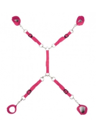 Ярко-розовый набор фиксаций на кровати Classic Bed Spreader - Lux Fetish - купить с доставкой в Армавире